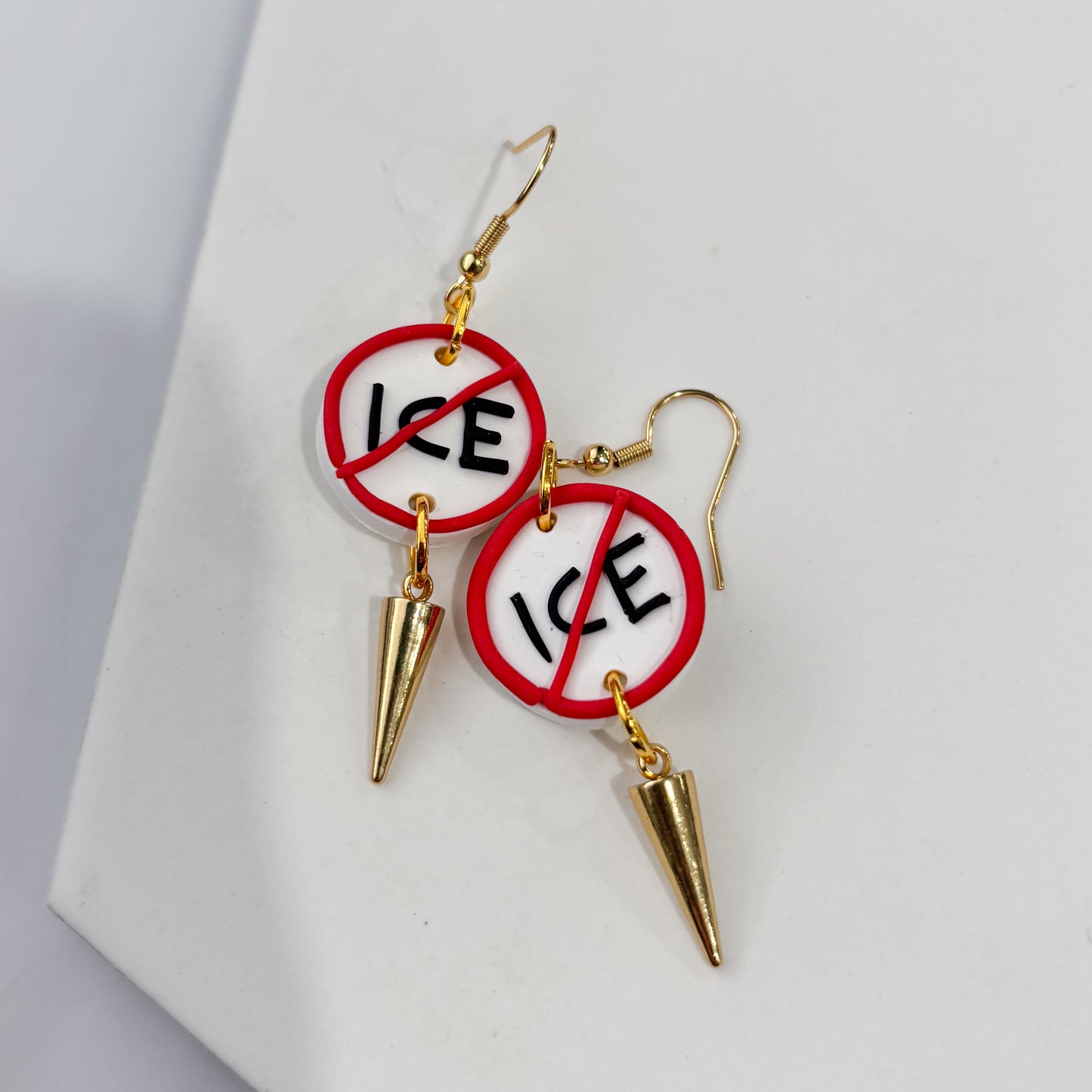 ICE OUT RED CIRCLE EARRINGS