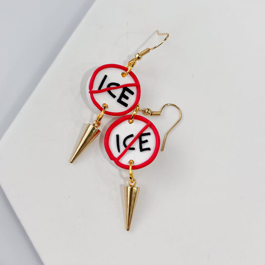 ICE OUT RED CIRCLE EARRINGS