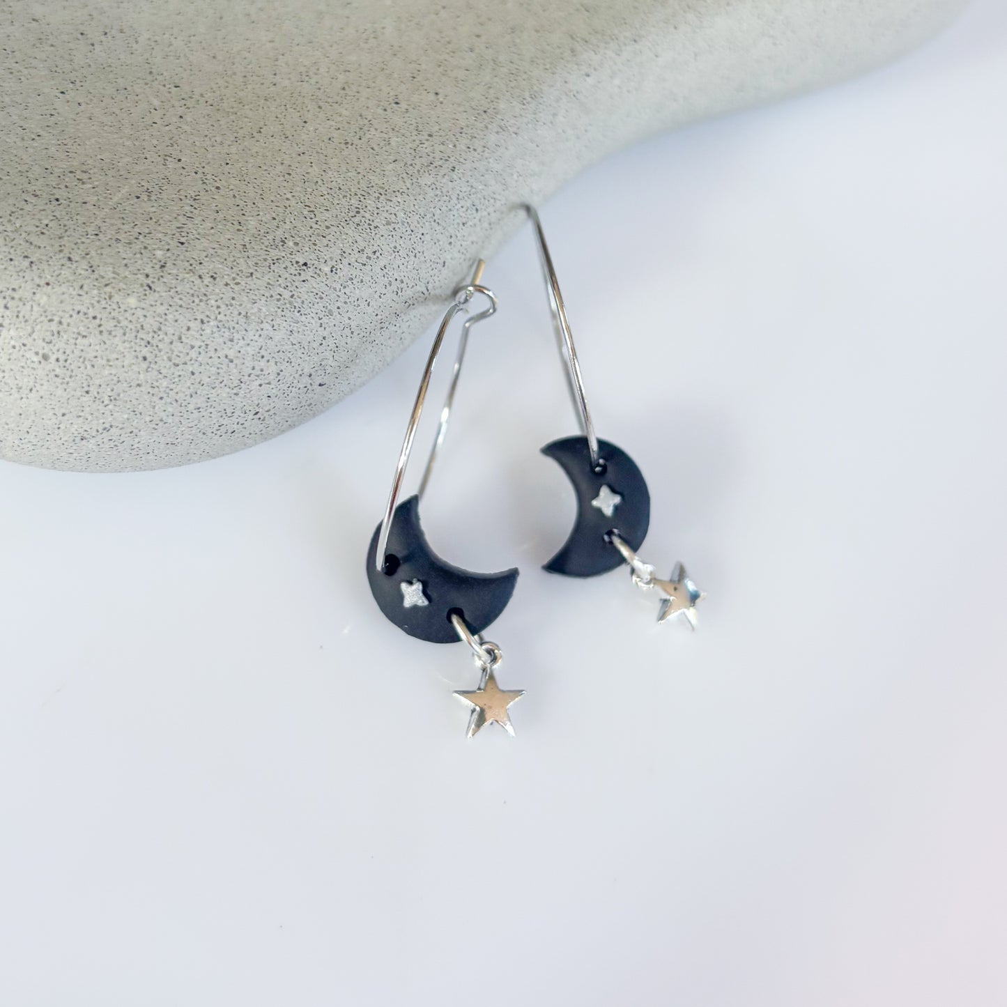BLACK MOON HOOP EARRINGS