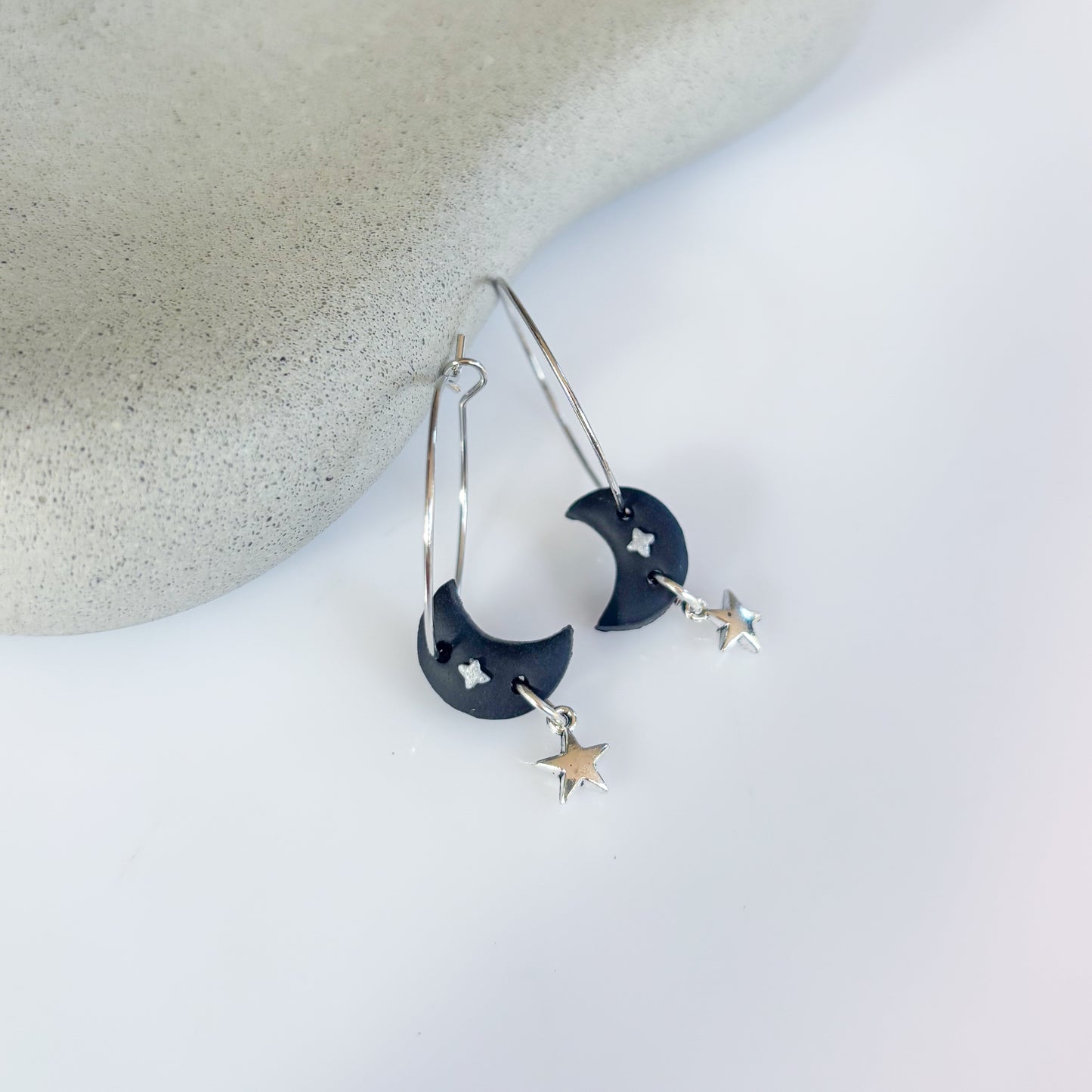 BLACK MOON HOOP EARRINGS