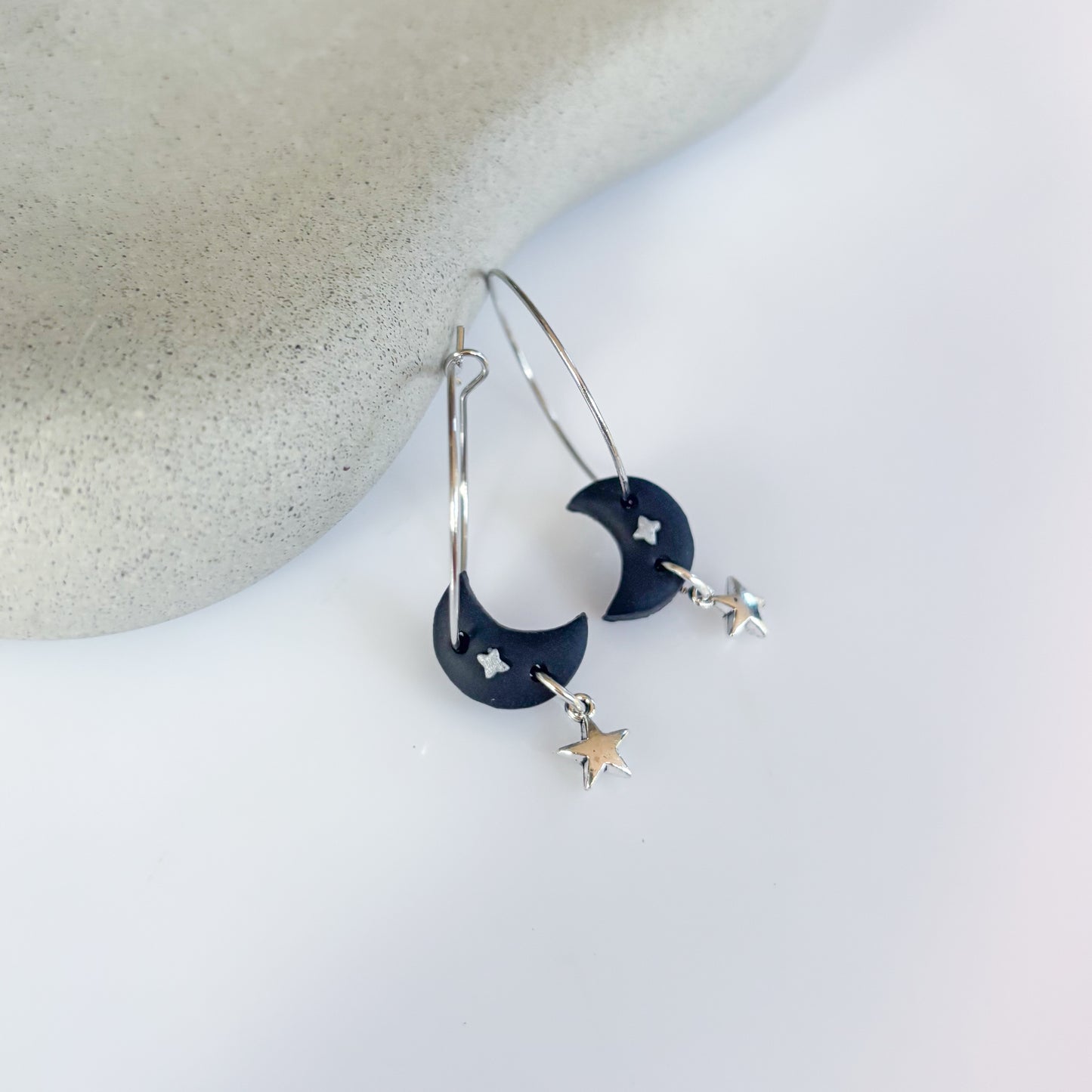 BLACK MOON HOOP EARRINGS