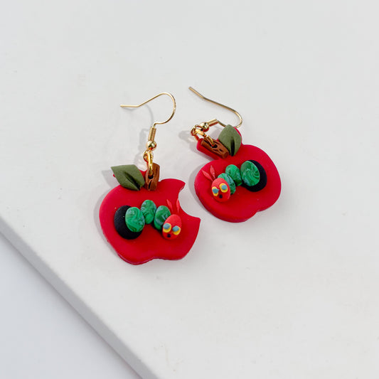 HUNGRY CATERPILLAR APPLE EARRINGS