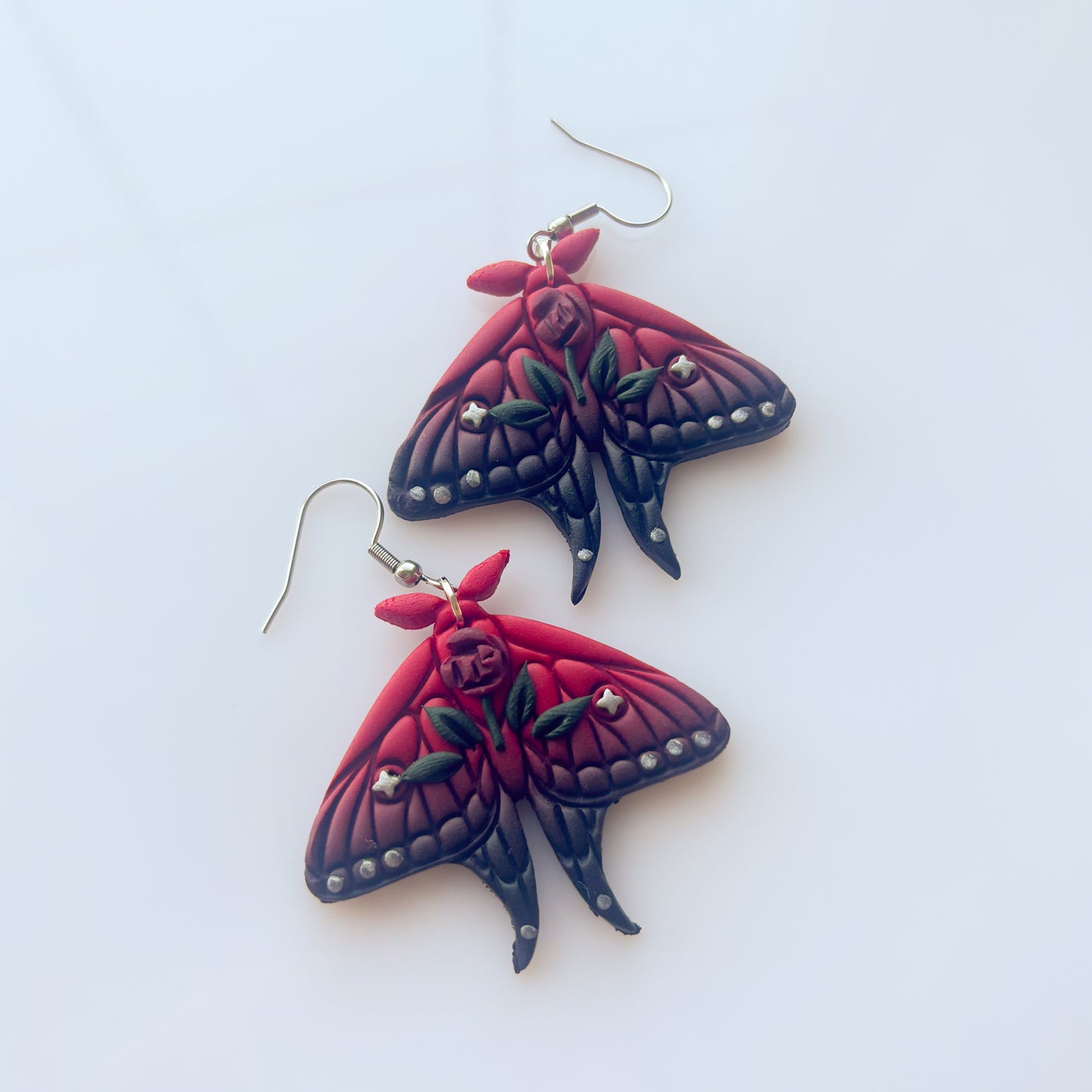 GOTHIC ROSE MOTH EARRINGS