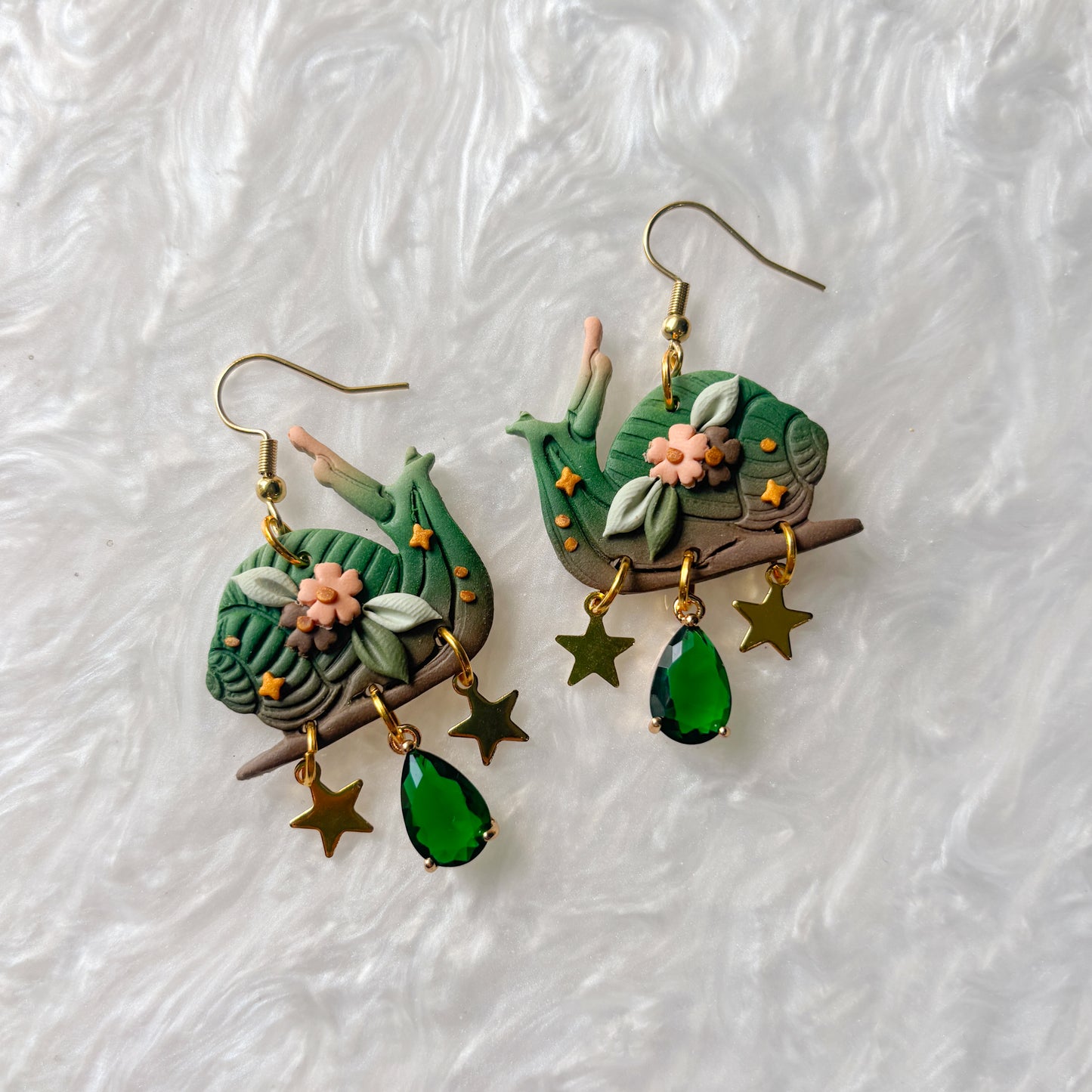 GREEN SNAIL EARRINGS