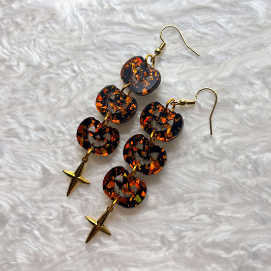 GLITTER JACK O LANTERN TRIO ACRYLIC EARRINGS