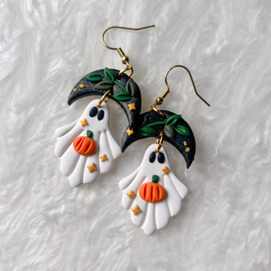 PUMPKIN MOON GHOST EARRINGS