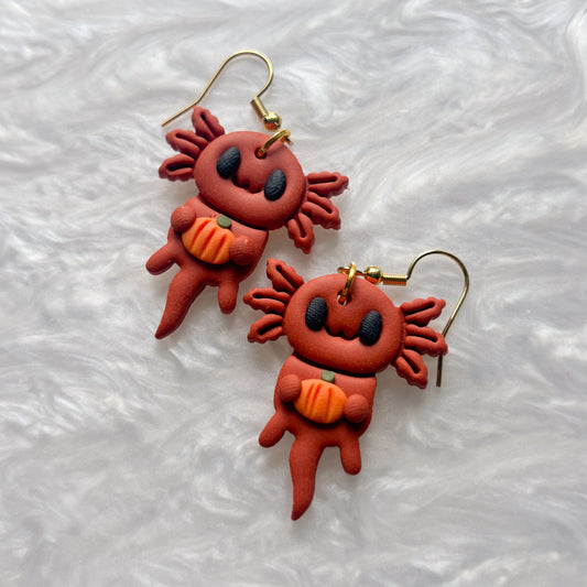 PUMPKIN AXOLOTL EARRINGS