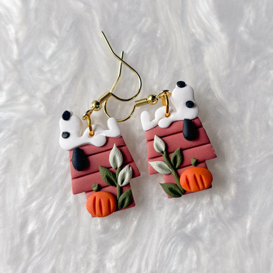 PUMPKIN SNOOPY HOUSE EARRINGS