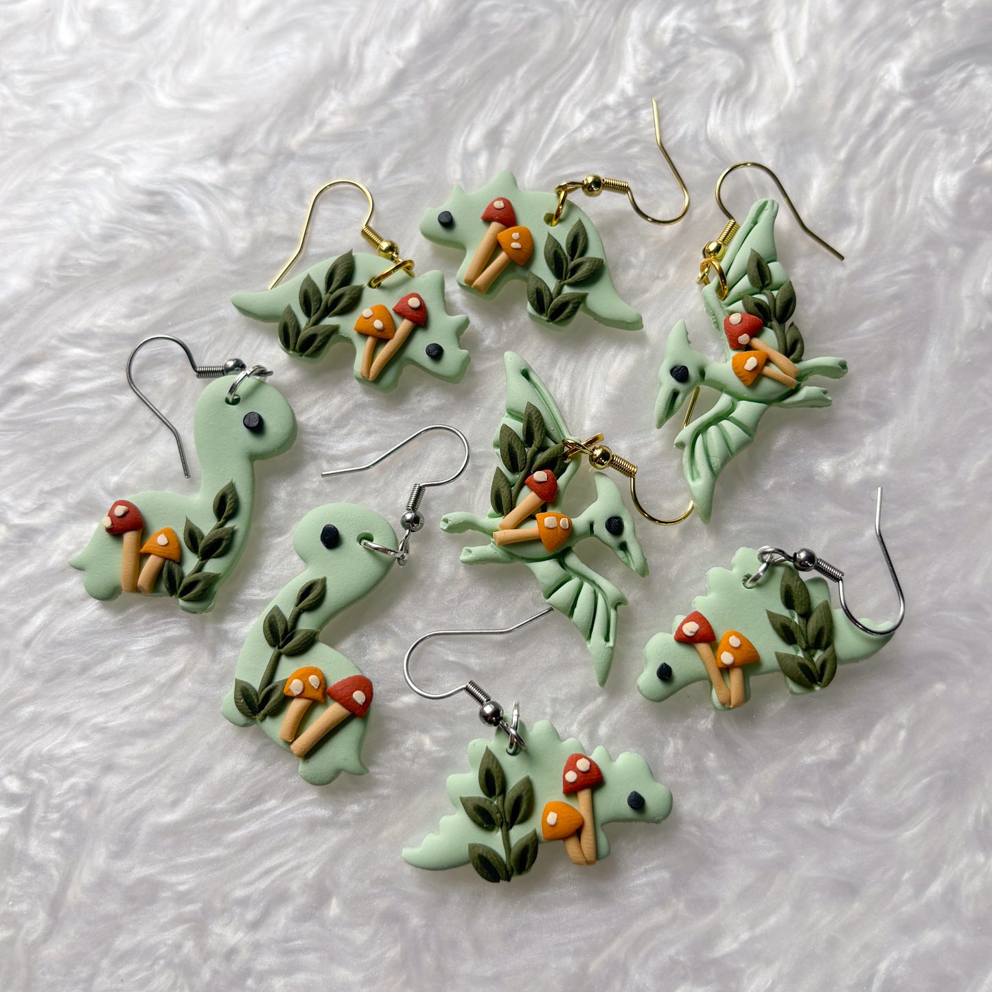 MUSHROOM DINO EARRINGS (PTERODACTYL)