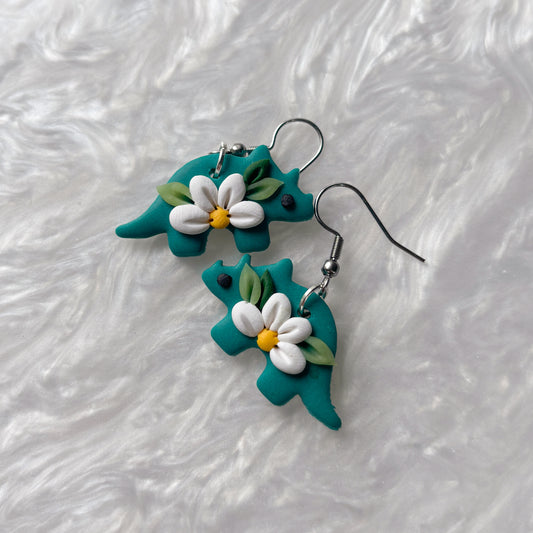DAISY DINO EARRINGS (TRICERATOPS)