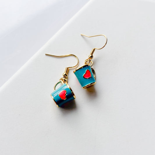 BLUE MUG CHARM EARRINGS