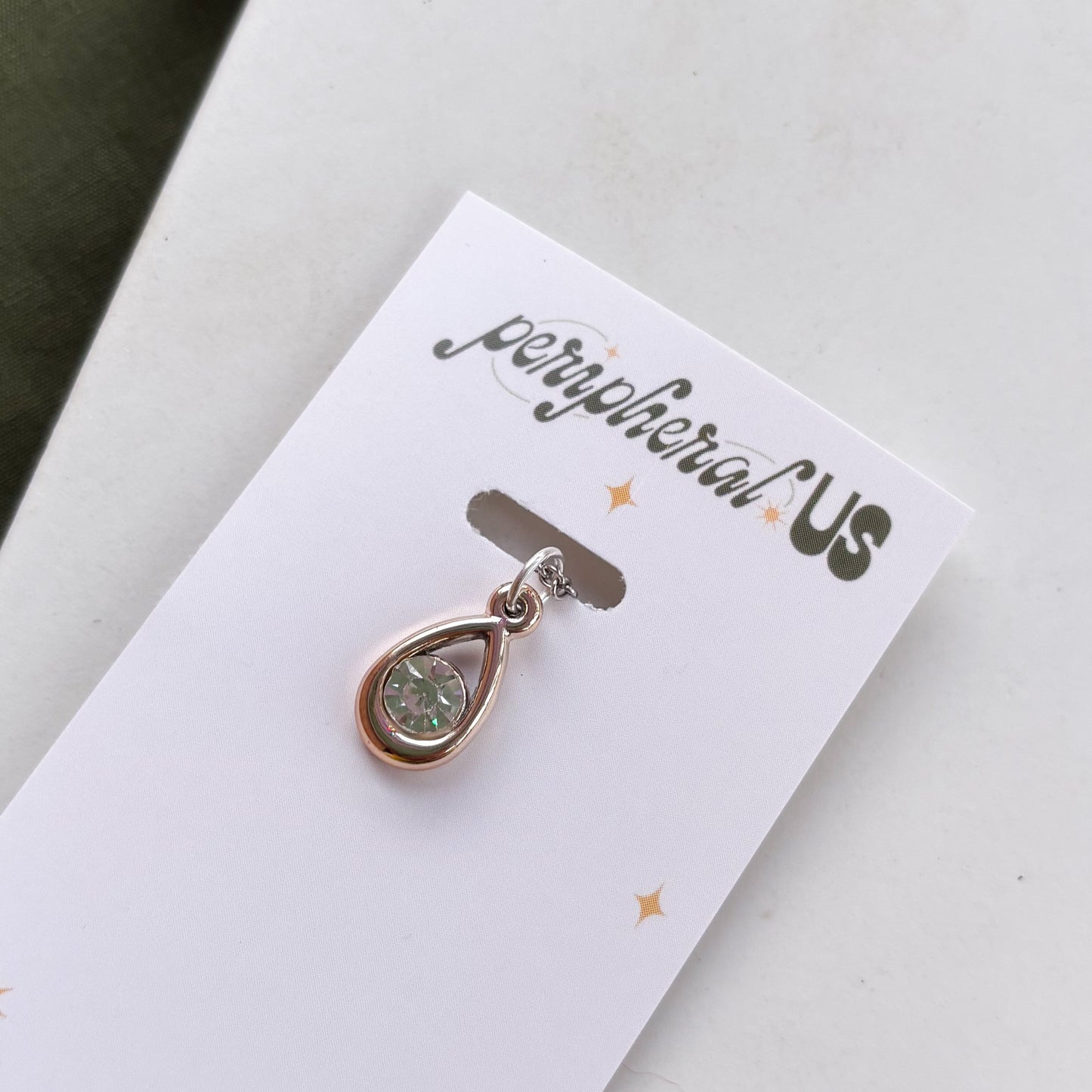 TEARDROP & GEM CHARM NECKLACE