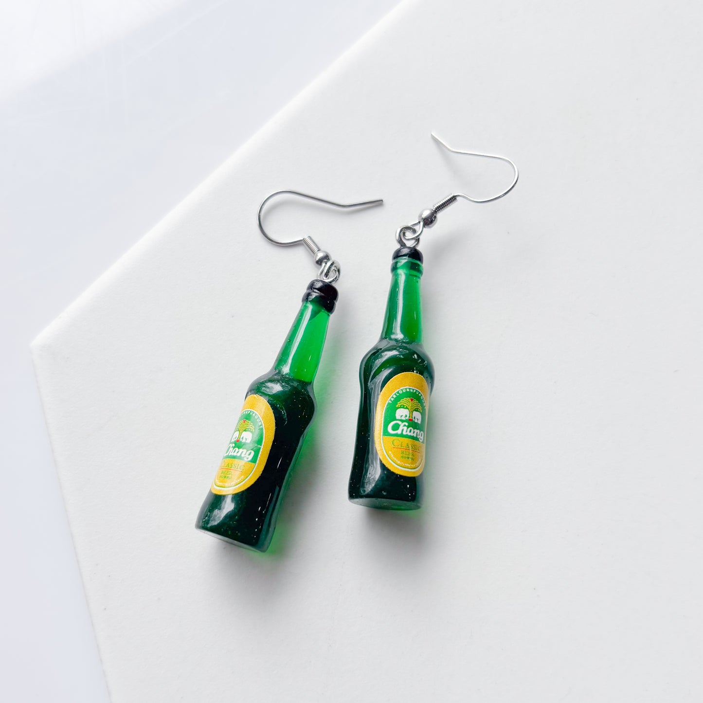 GREEN BEER BOTTLE CHARM EARRINGS