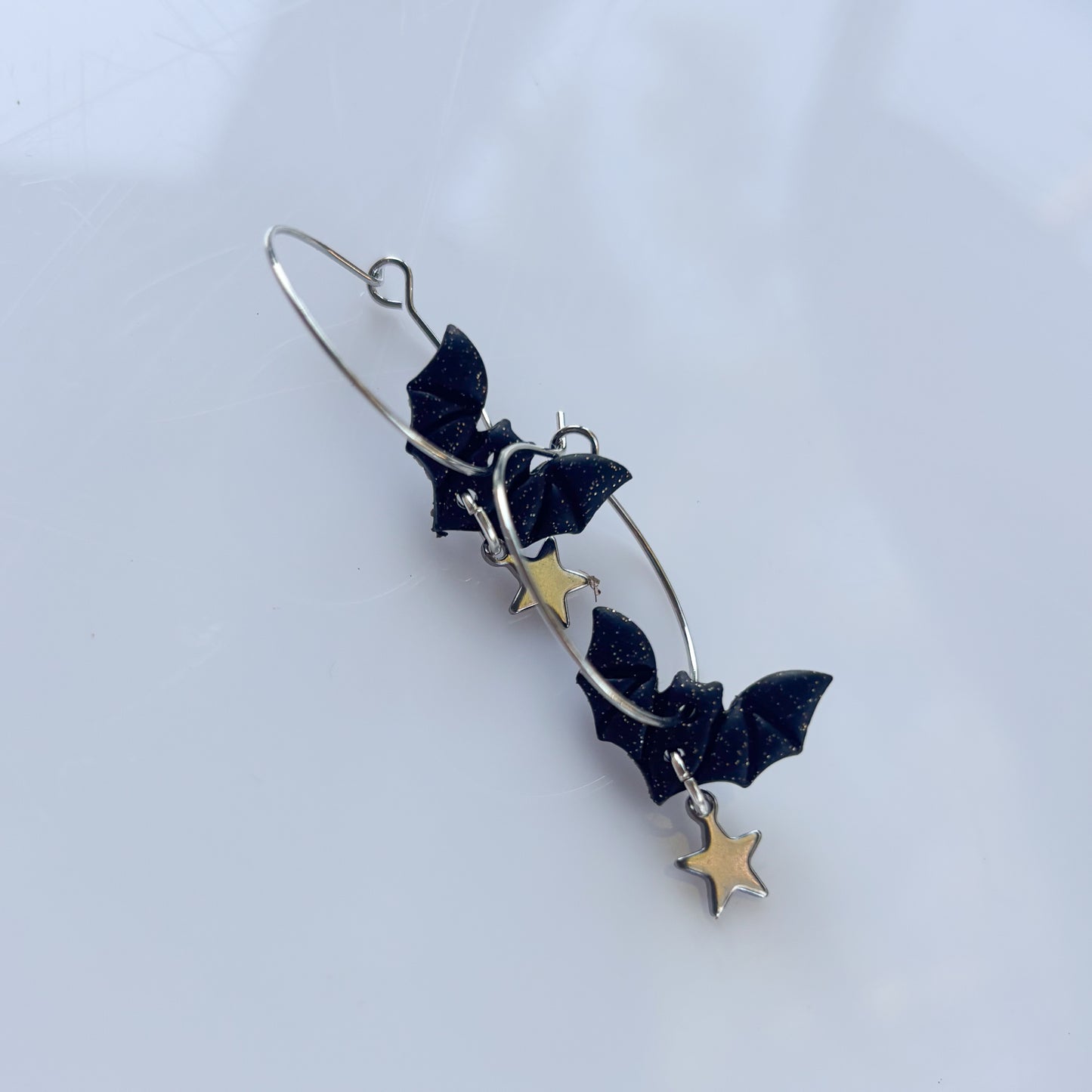 BLACK BAT HOOP EARRINGS