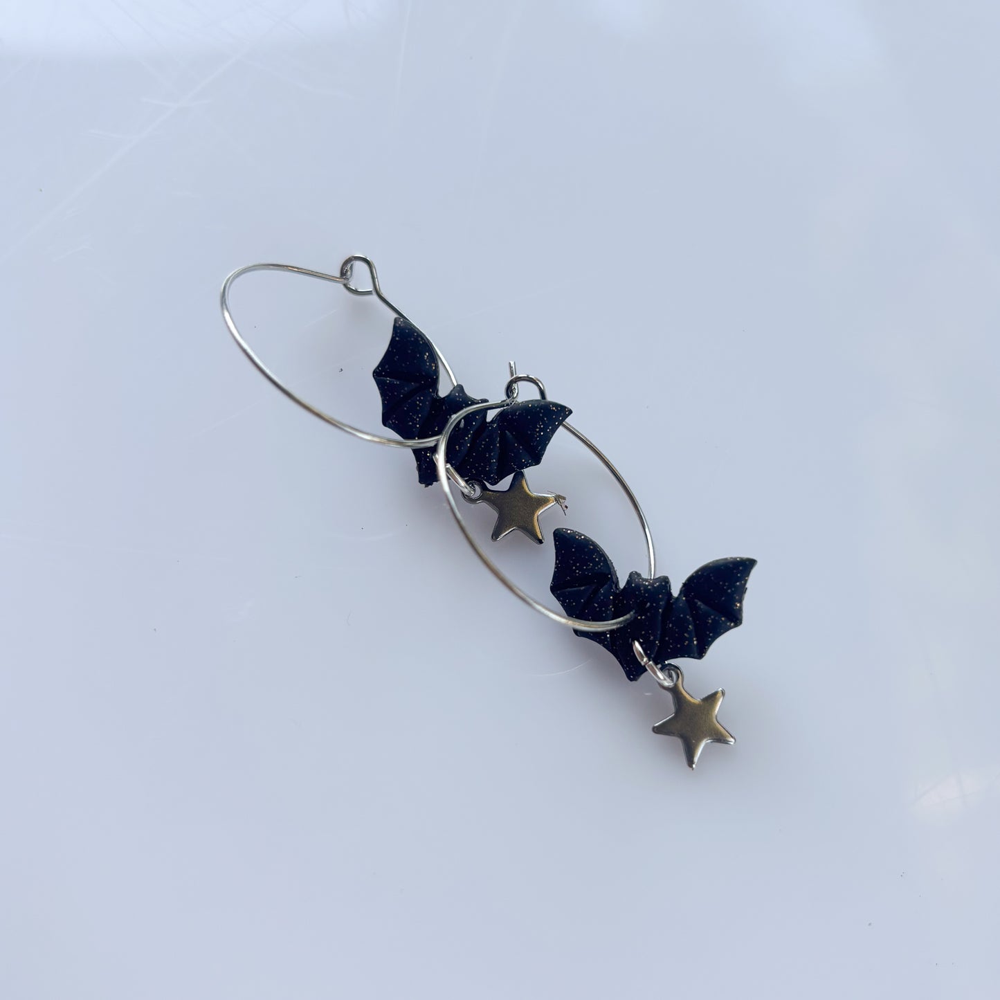 BLACK BAT HOOP EARRINGS
