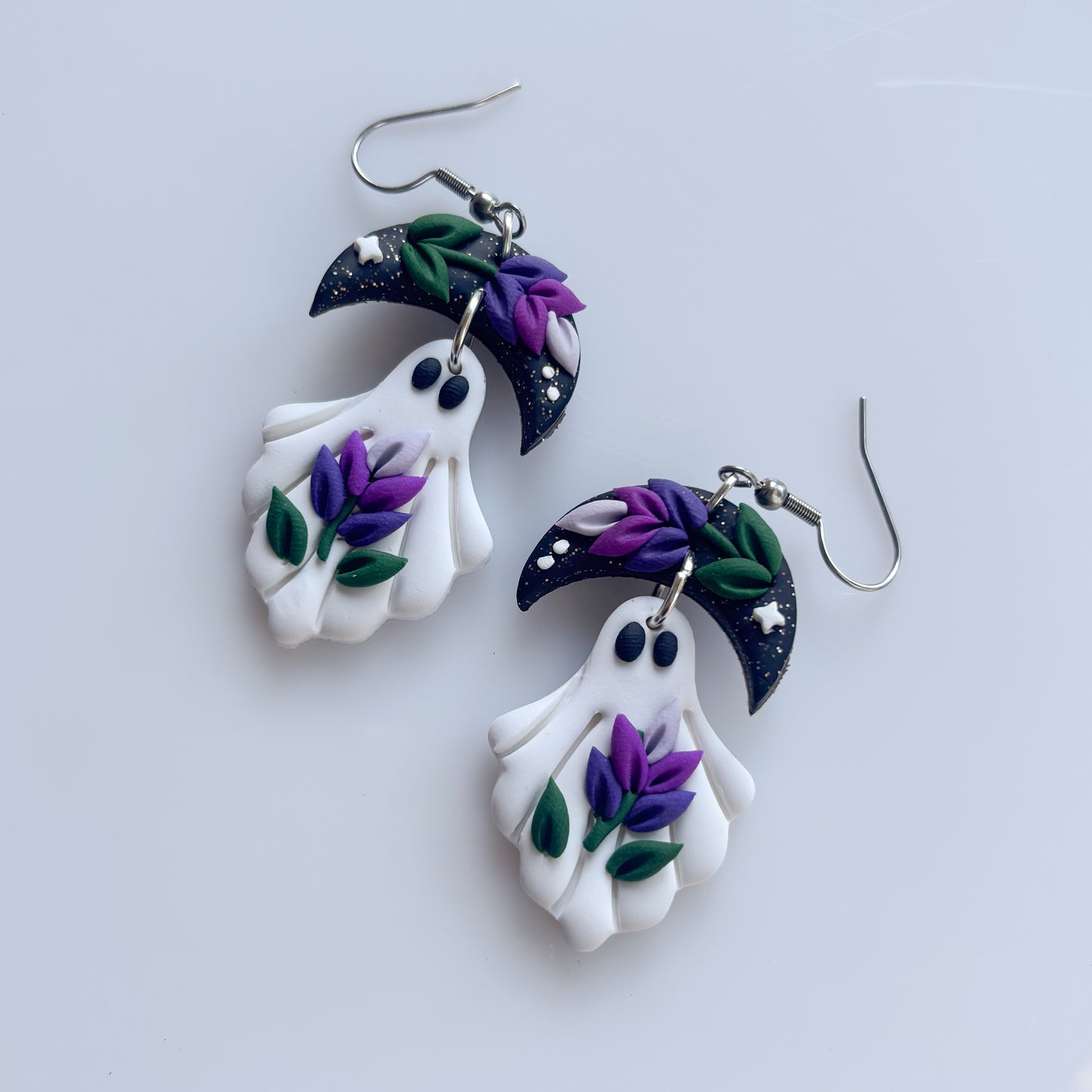 LAVENDER GHOST & MOON EARRINGS