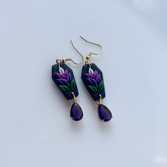 LAVENDER COFFIN EARRINGS