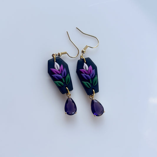 LAVENDER COFFIN EARRINGS
