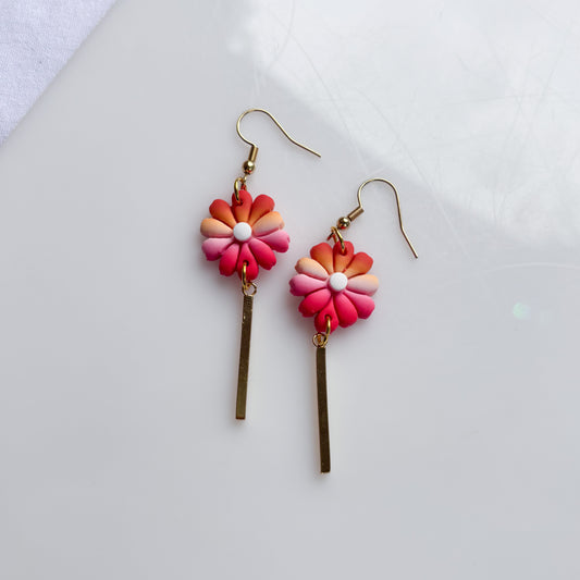 FLOWER EARRINGS (LESBIAN FLAG)
