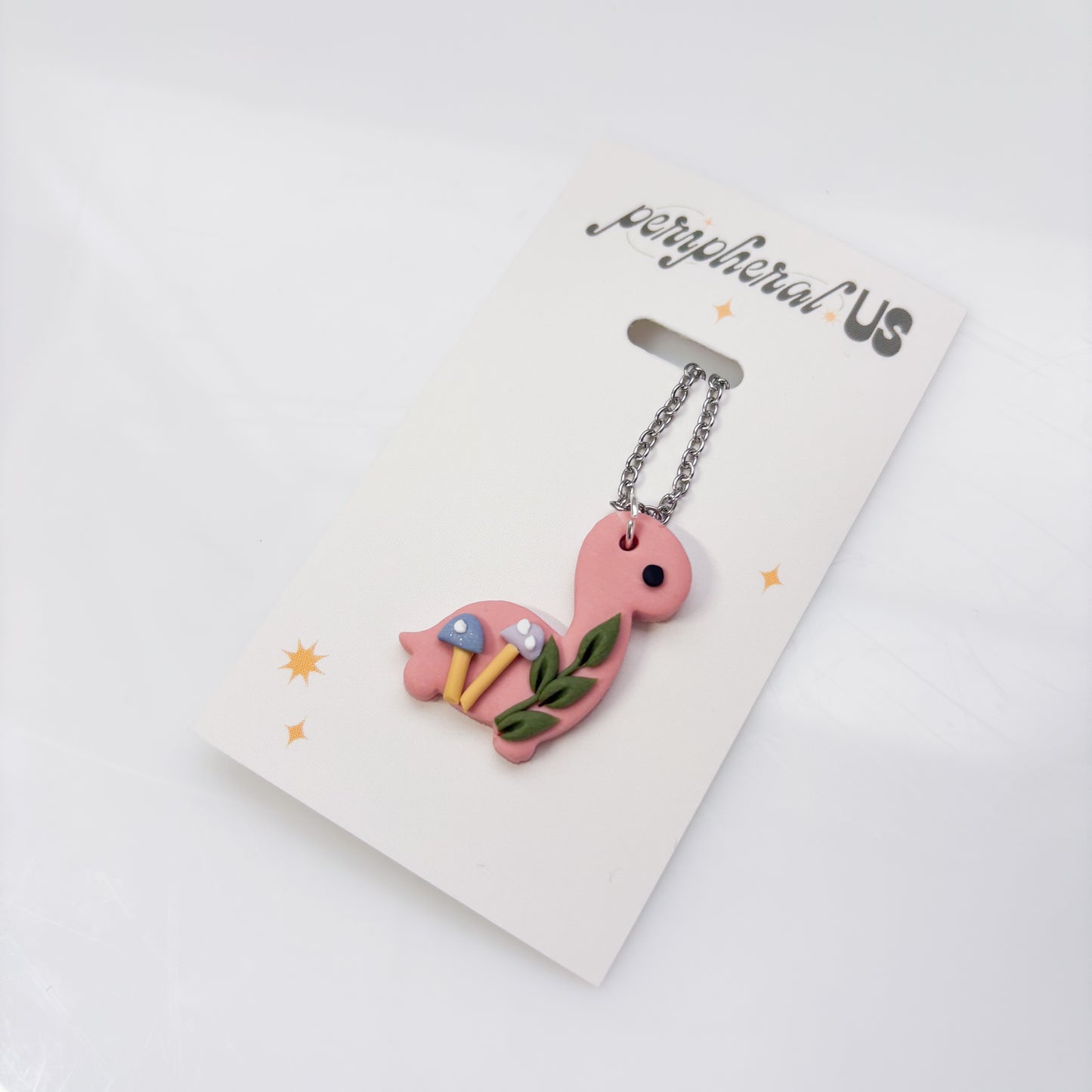PINK PASTEL MUSHROOM DINO NECKLACE (BRONTO)