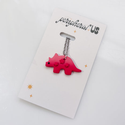 PINK STAR MELT DINO NECKLACE (TRICERATOPS)