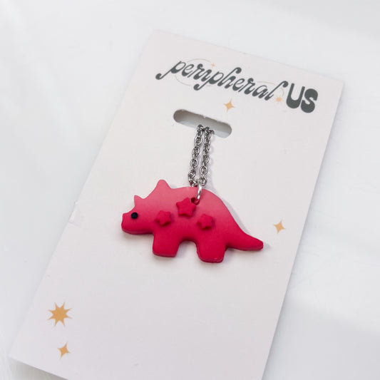 PINK STAR MELT DINO NECKLACE (TRICERATOPS)