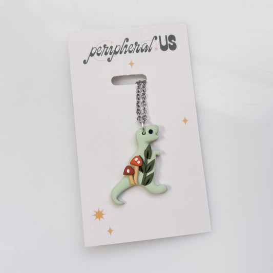 GREEN MUSHROOM DINO NECKLACE (T REX)