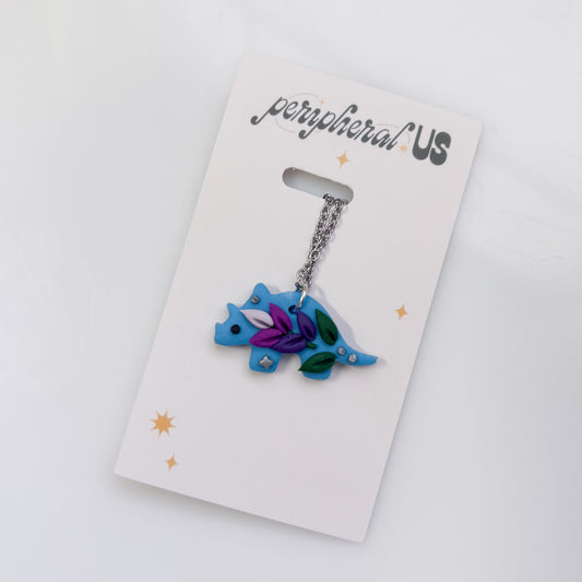 BLUE LAVENDER DINO NECKLACE (TRICERATOPS)