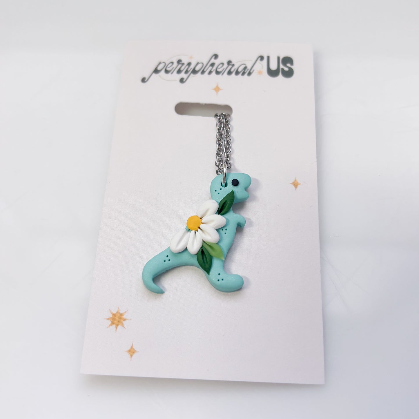 AQUA DAISY DINO NECKLACE (T REX)