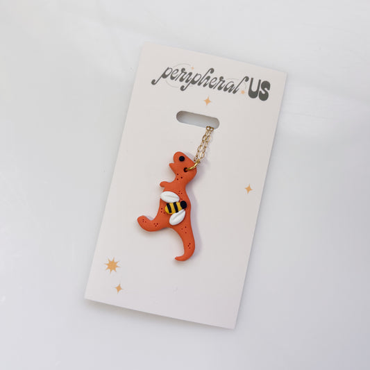 ORANGE BEE DINO NECKLACE (T REX)