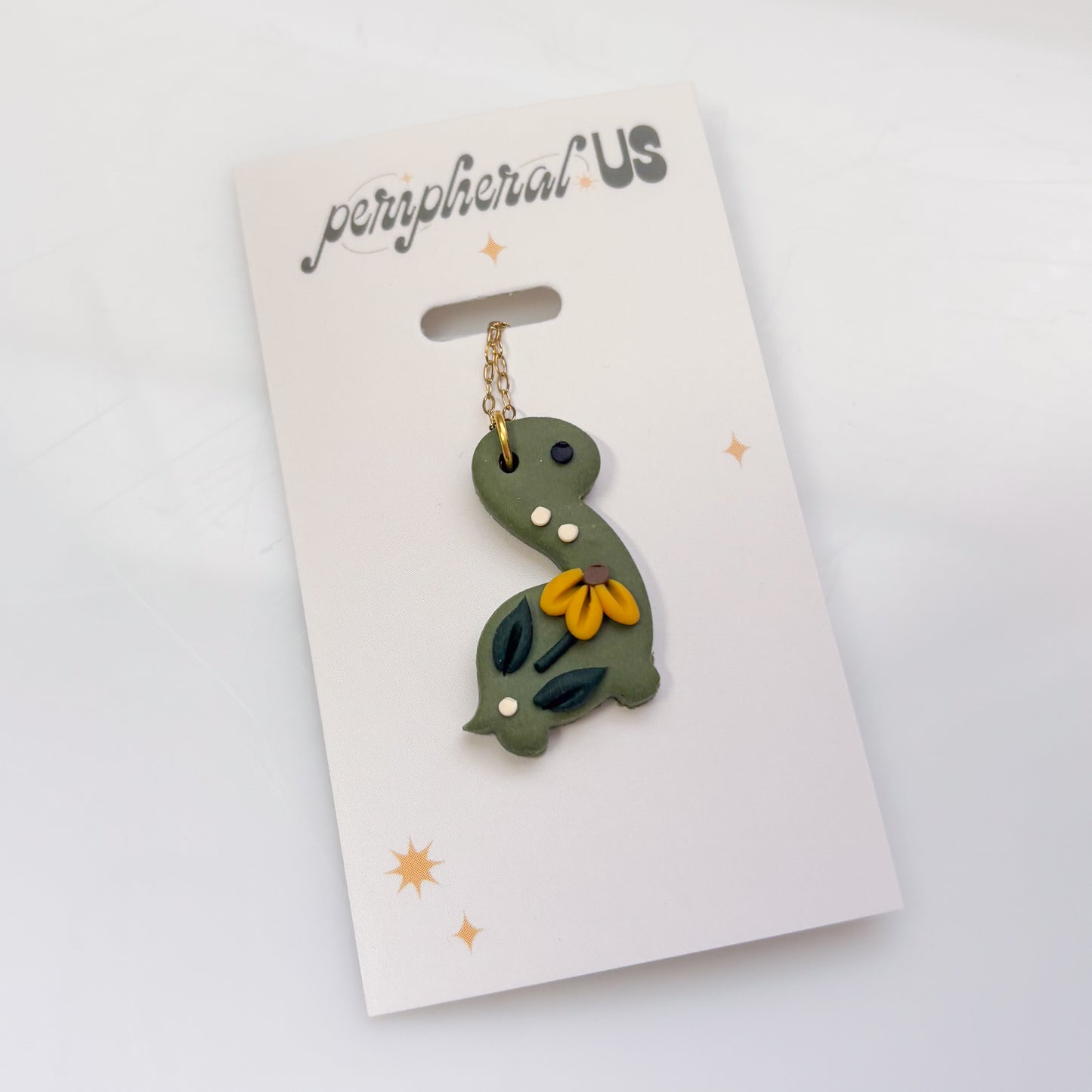 SUNFLOWER KHAKI DINO NECKLACE (BRONTO)
