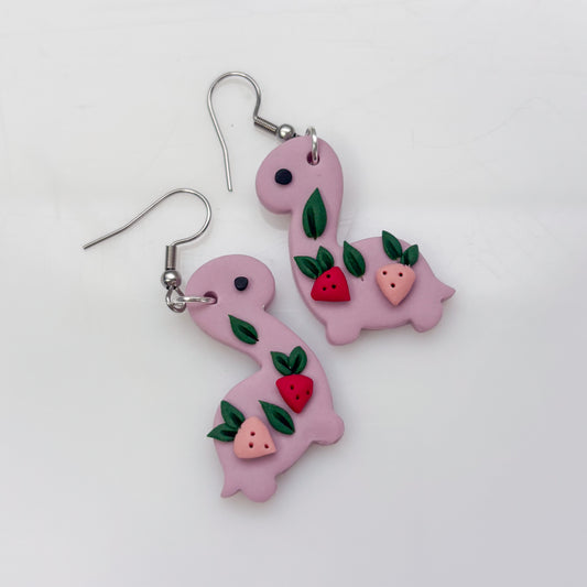 LILAC STRAWBERRY DINO EARRINGS (BRONTO)