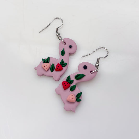 LILAC STRAWBERRY DINO EARRINGS (BRONTO)