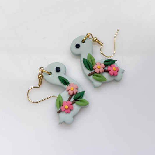 GLACIER BLUE CHERRY BLOSSOM DINO EARRINGS (BRONTO)