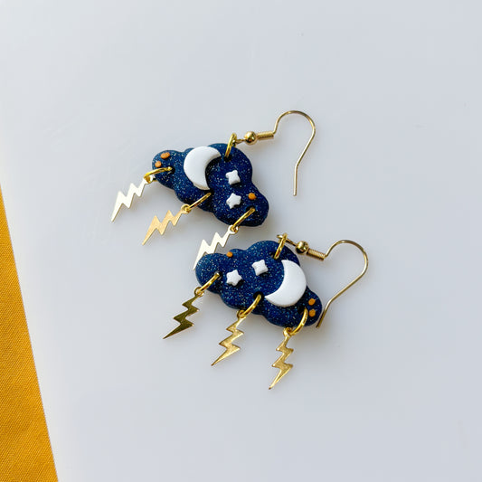 DARK BLUE STORM CLOUD EARRINGS