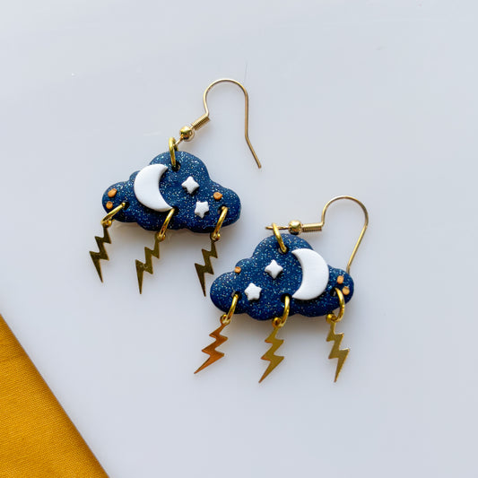 DARK BLUE STORM CLOUD EARRINGS