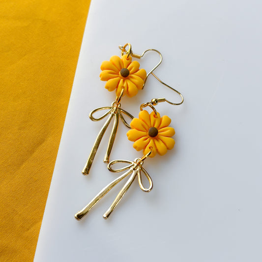 SUNFLOWER & BOW EARRINGS