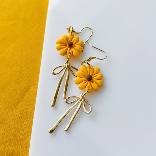 SUNFLOWER & BOW EARRINGS