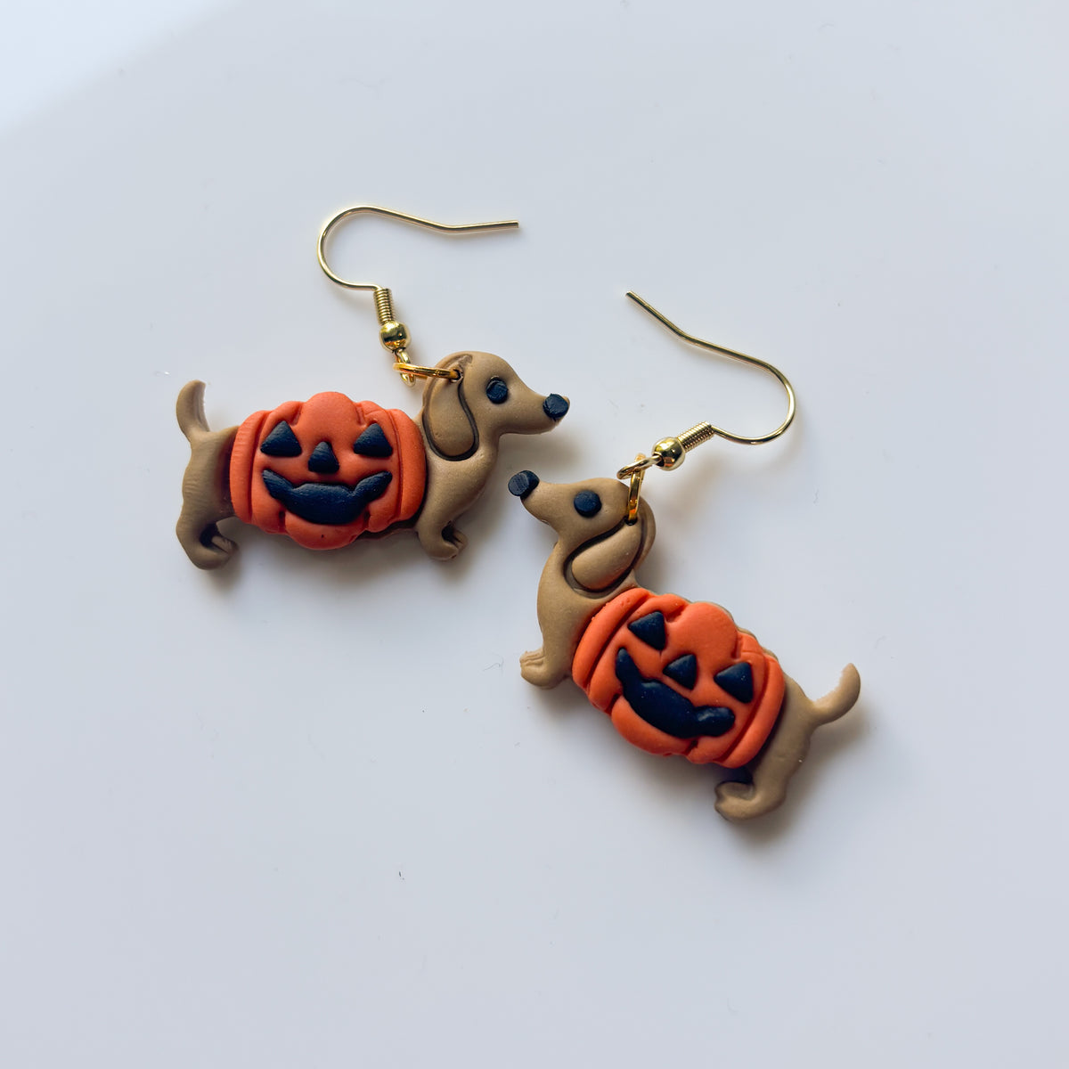 PUMPKIN DACHSHUND EARRINGS