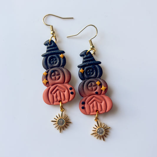 PUMPKIN WITCH HAT OMBRE HOUSE EARRINGS