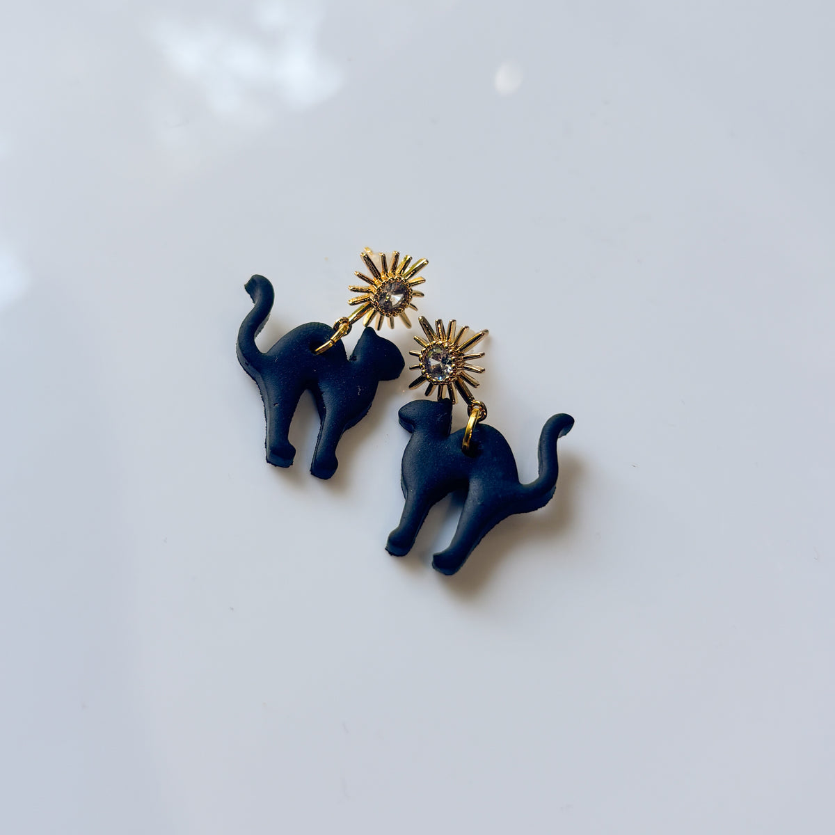 BLACK CAT STUD EARRINGS