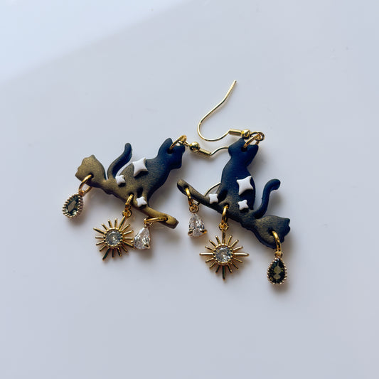 CATS ON BROOMSTICKS EARRINGS