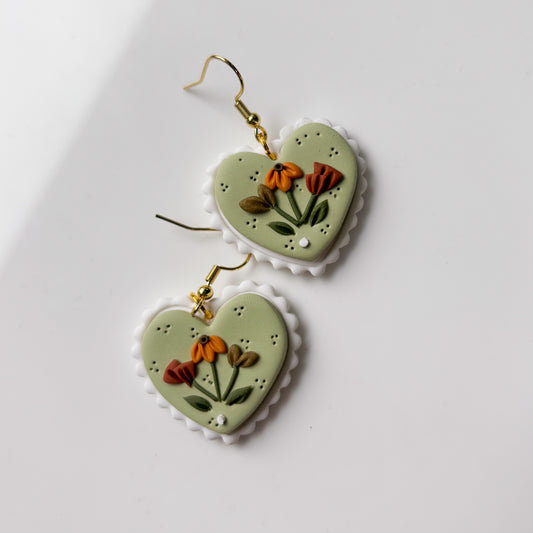FALL FLORAL HEART EARRINGS