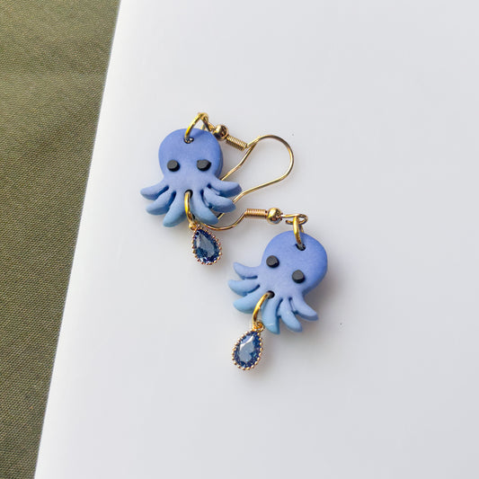 BLUE OCTOPUS EARRINGS