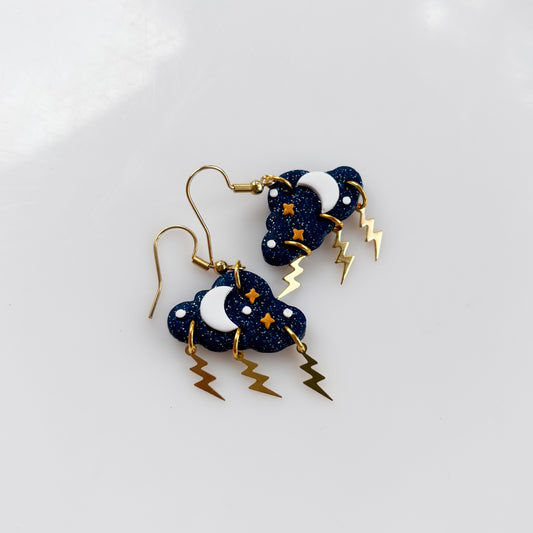 DARK BLUE STORM CLOUD EARRINGS