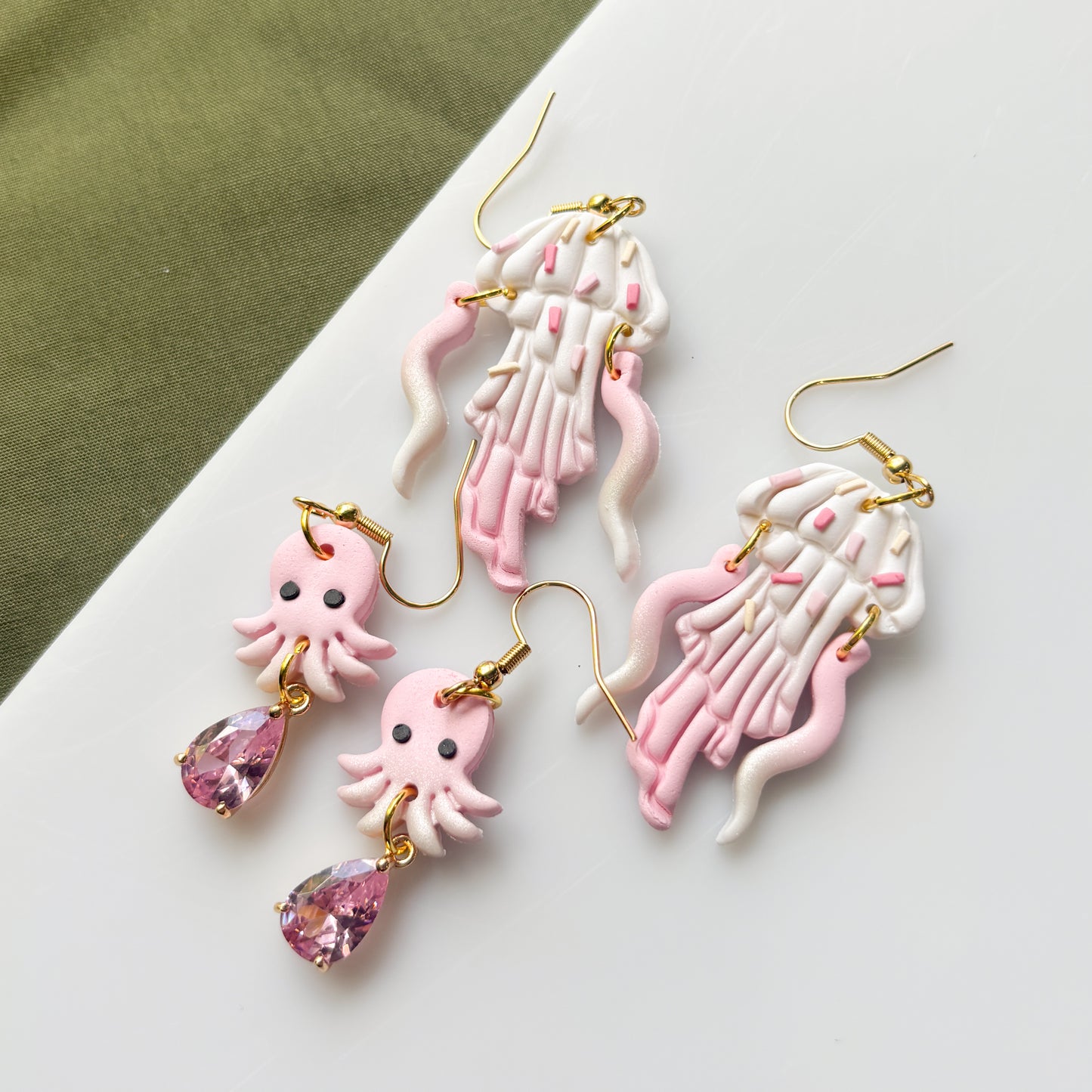 STRAWBERRY VANILLA SPRINKLE JELLYFISH EARRINGS