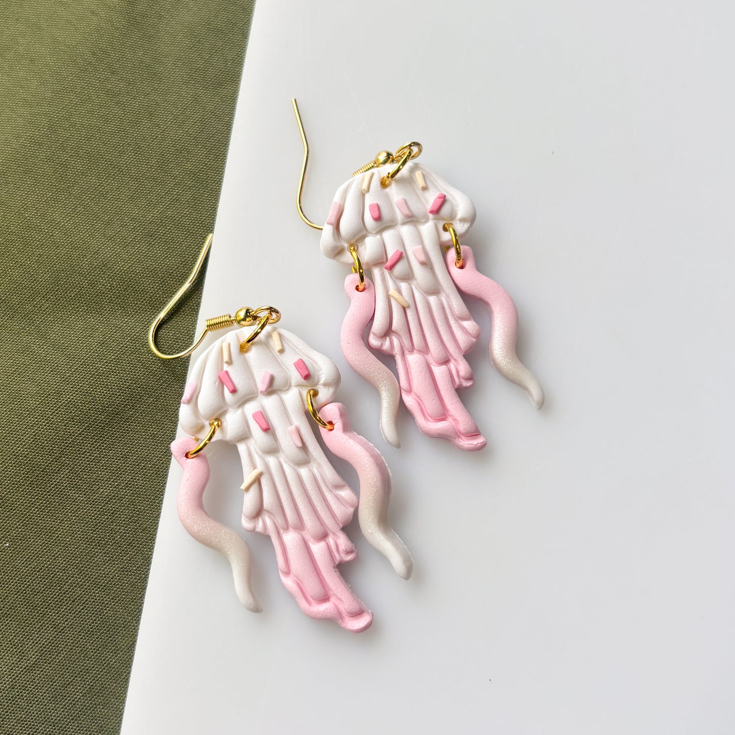 STRAWBERRY VANILLA SPRINKLE JELLYFISH EARRINGS
