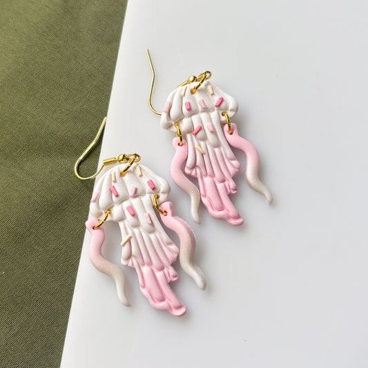 STRAWBERRY VANILLA SPRINKLE JELLYFISH EARRINGS