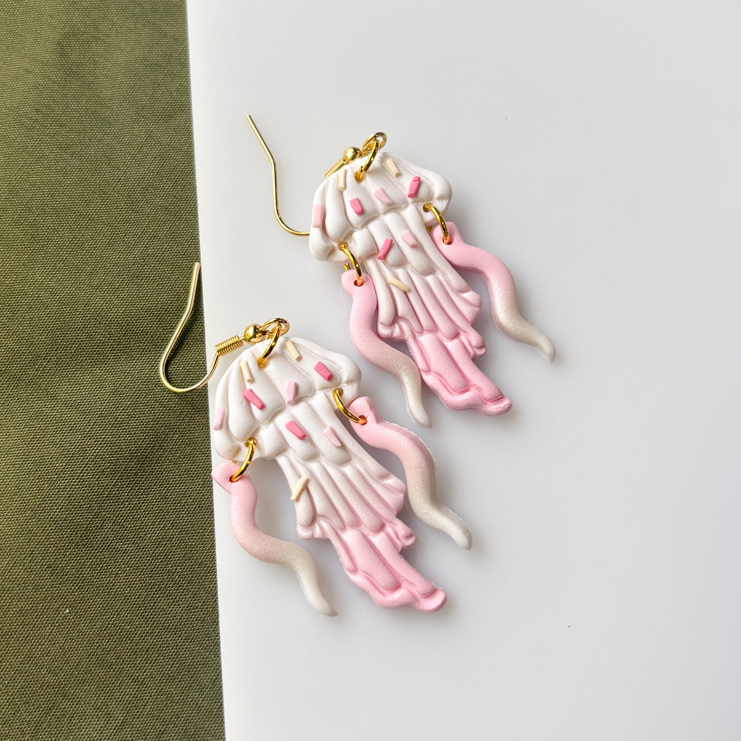 STRAWBERRY VANILLA SPRINKLE JELLYFISH EARRINGS