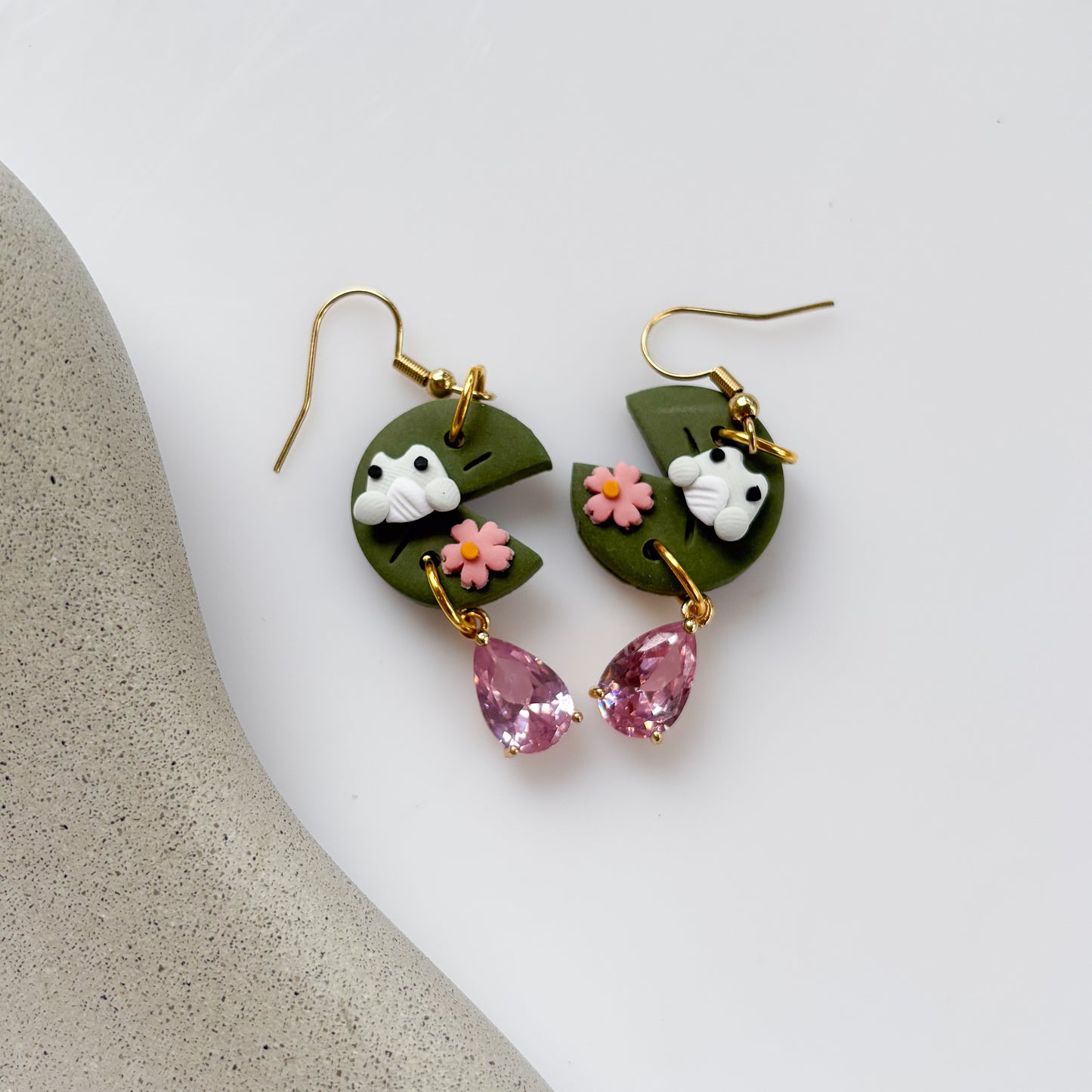 FROG ON LILYPAD EARRINGS